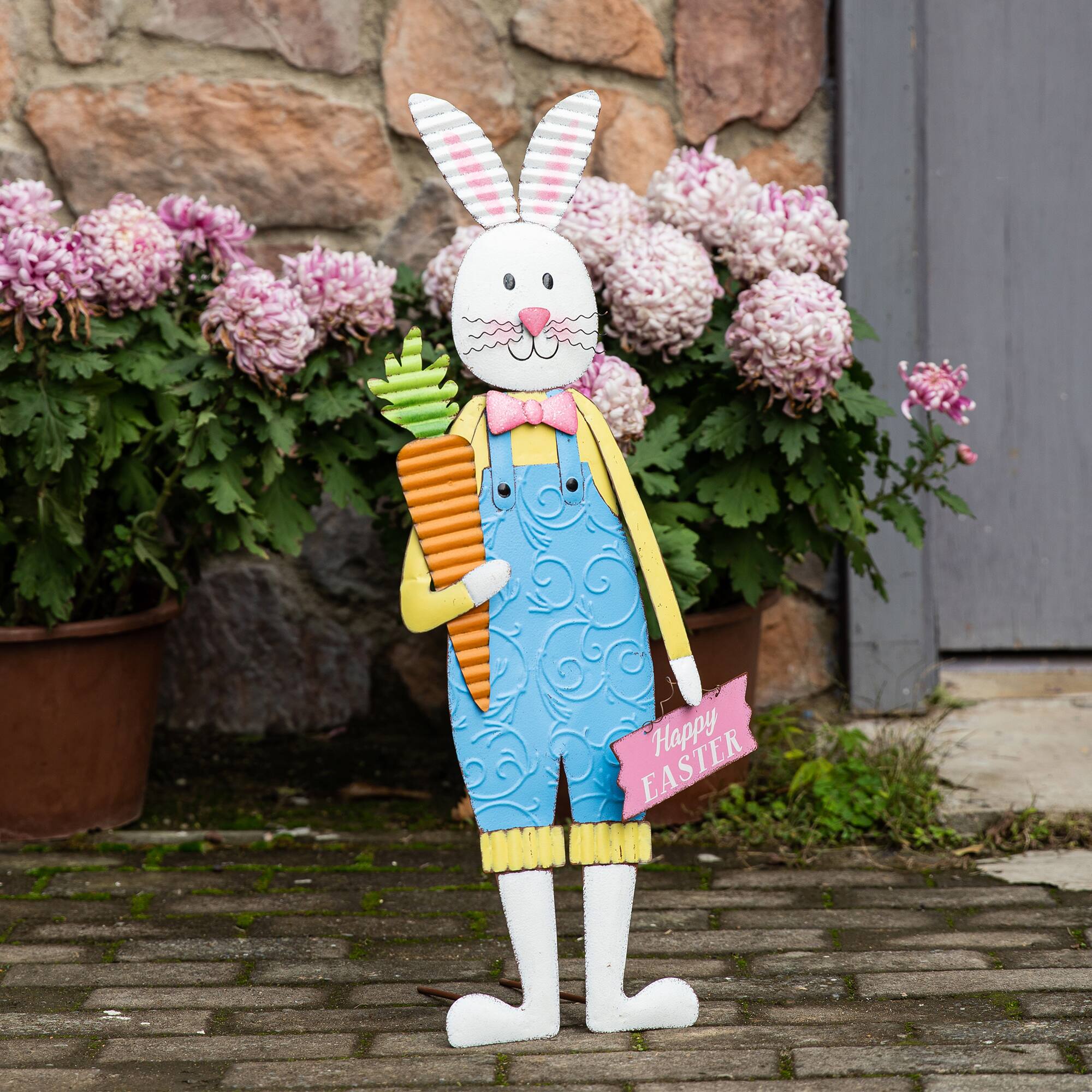 Glitzhome® 36" Easter Bunny Boy Metal Décor